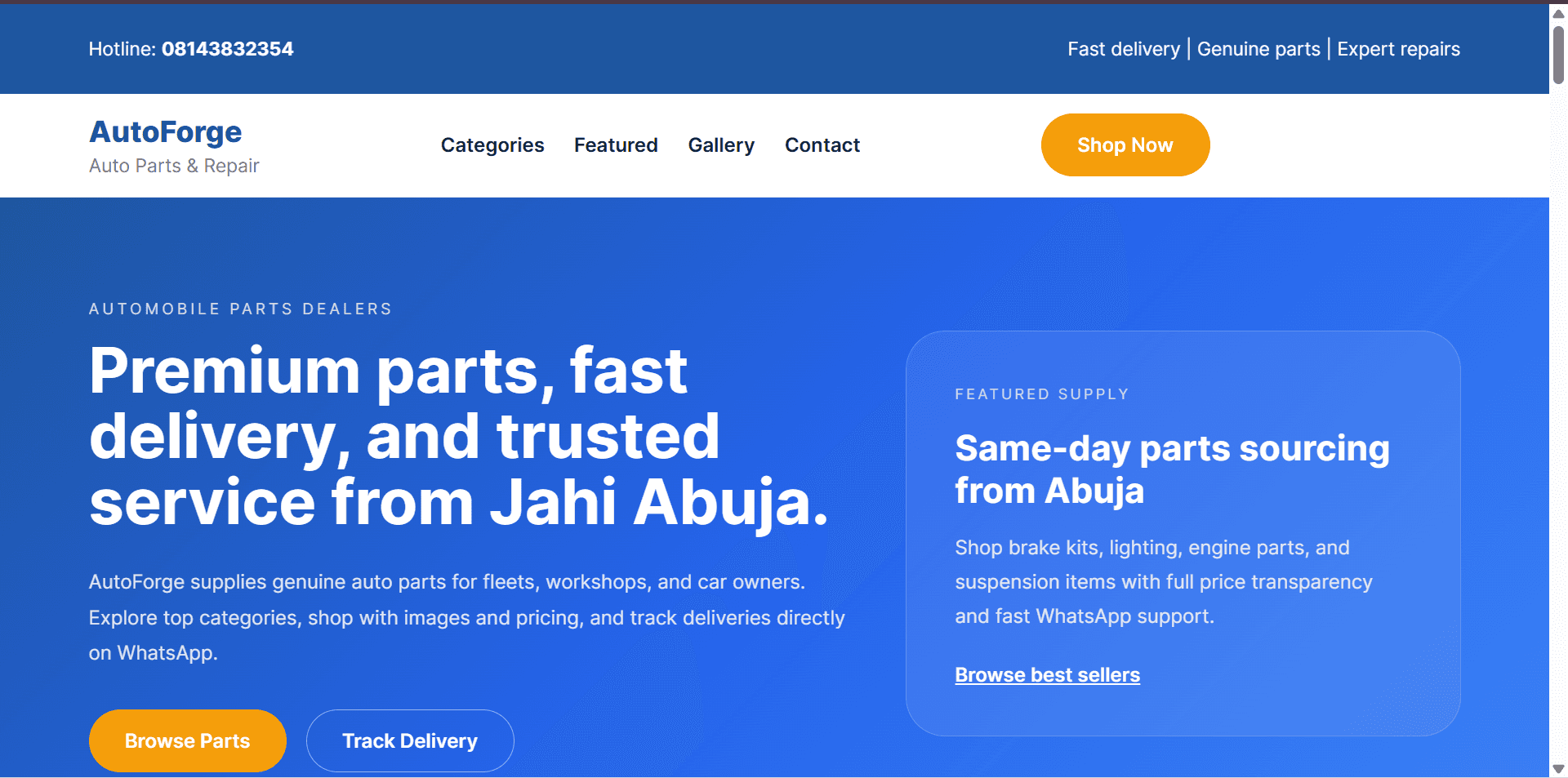Automotive Website landing page preview